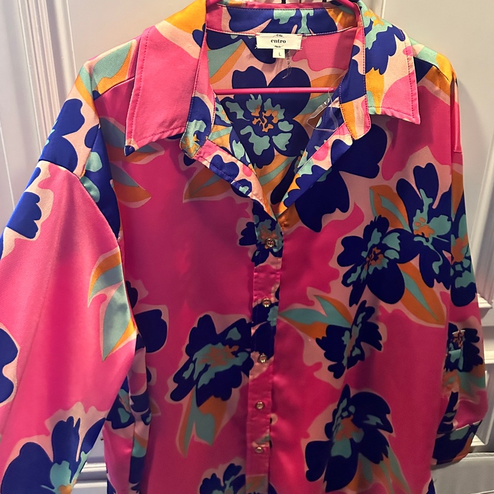 Polka Dot Alley button down Orchid Bomb Top size Large - Picture 4 of 4